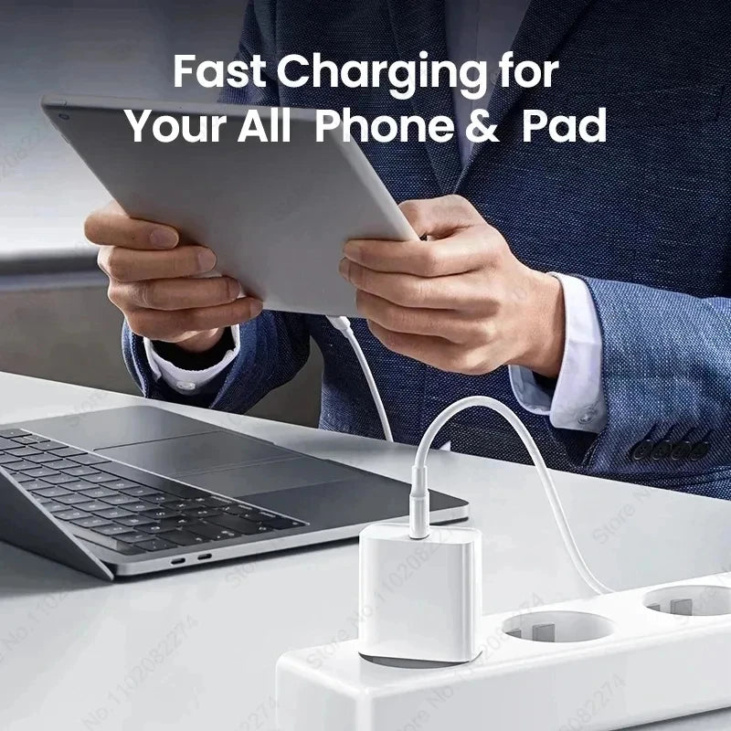 US EU Adapter 20W PD Fast Charger For iPhone 13 12 11 14 15 16 Pro Max Plus Fast Charging USB C Charger Type C Cable Accessories - ZOOMNSTORE