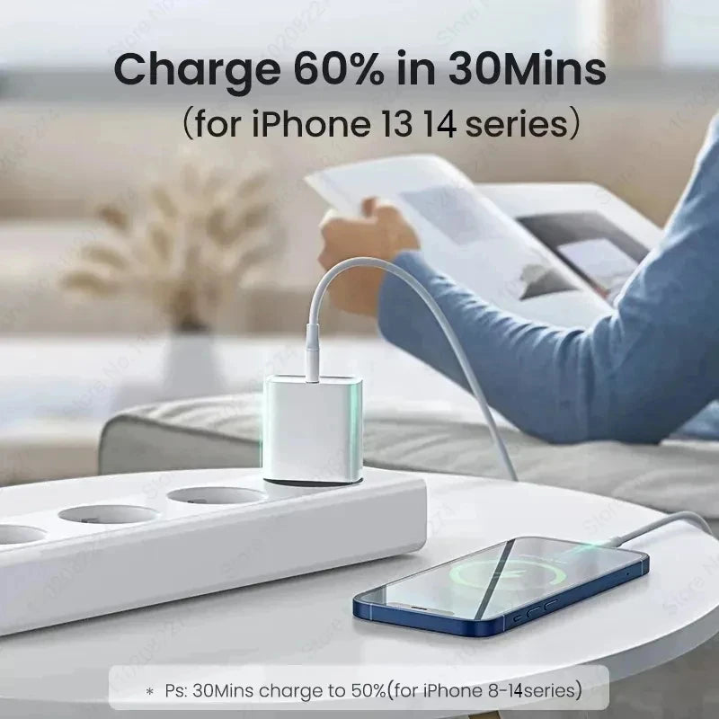US EU Adapter 20W PD Fast Charger For iPhone 13 12 11 14 15 16 Pro Max Plus Fast Charging USB C Charger Type C Cable Accessories - ZOOMNSTORE