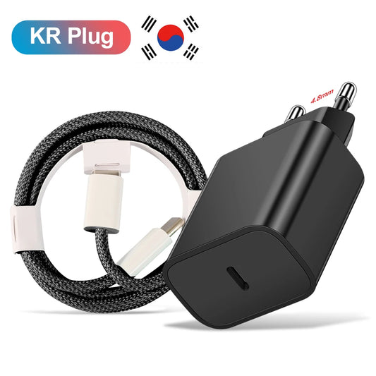 20W PD Korean USB C Type C Charger For iPhone 15 Fast Charging Cable For Xiaomi Redmi Note 12 Samsung S23 Ultra Type C Phone - ZOOMNSTORE