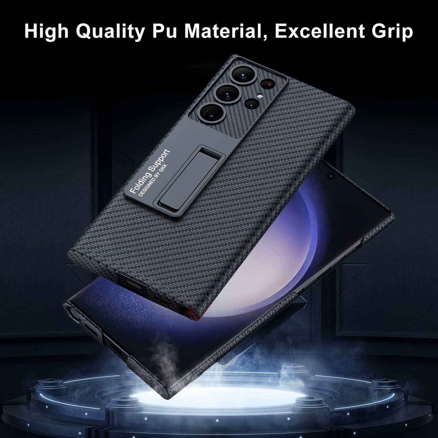 Samsung Galaxy S24 Ultra Case - Ultra-Thin Frosted Carbon Fiber Protective Cover with Stand - ZOOMNSTORE