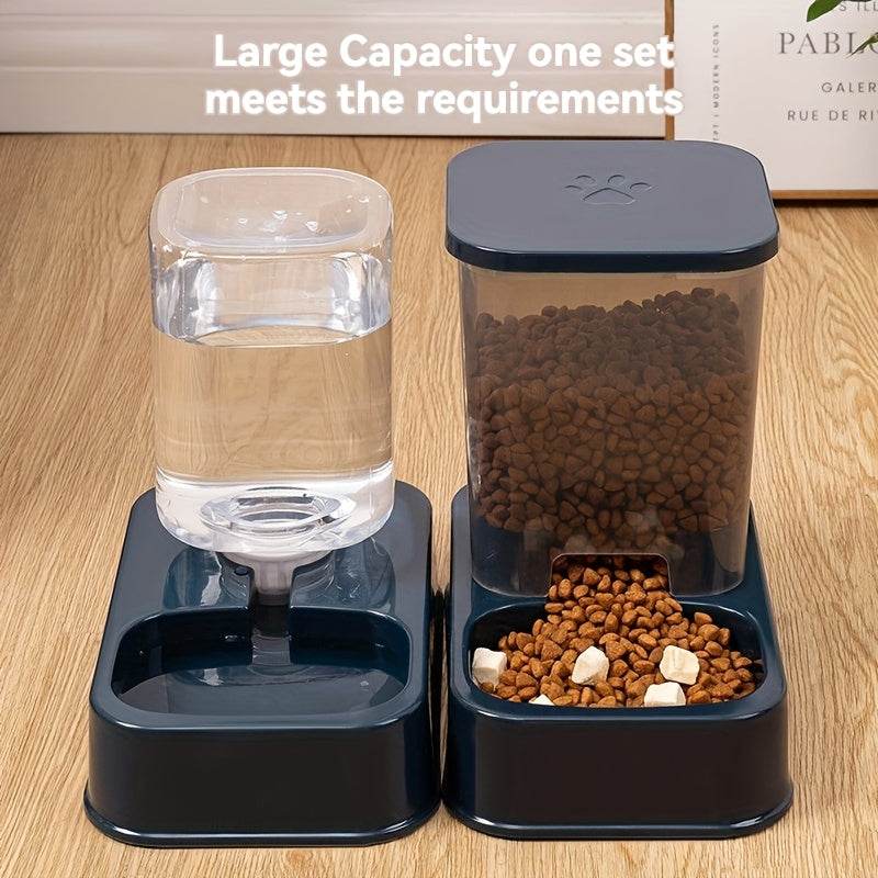 Durable Automatic Pet Feeder and Water Dispenser Set - 1set Plastic Cat Bowl and Dog Bowl - Self-Drinking and Feeding System for Cats - ZOOMNSTORE