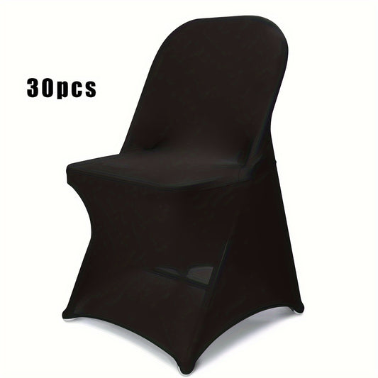 30PCS Spandex Chair Covers - Elastic Folding Chair Protectors for Weddings Parties Celebrations WhiteBlack - ZOOMNSTORE