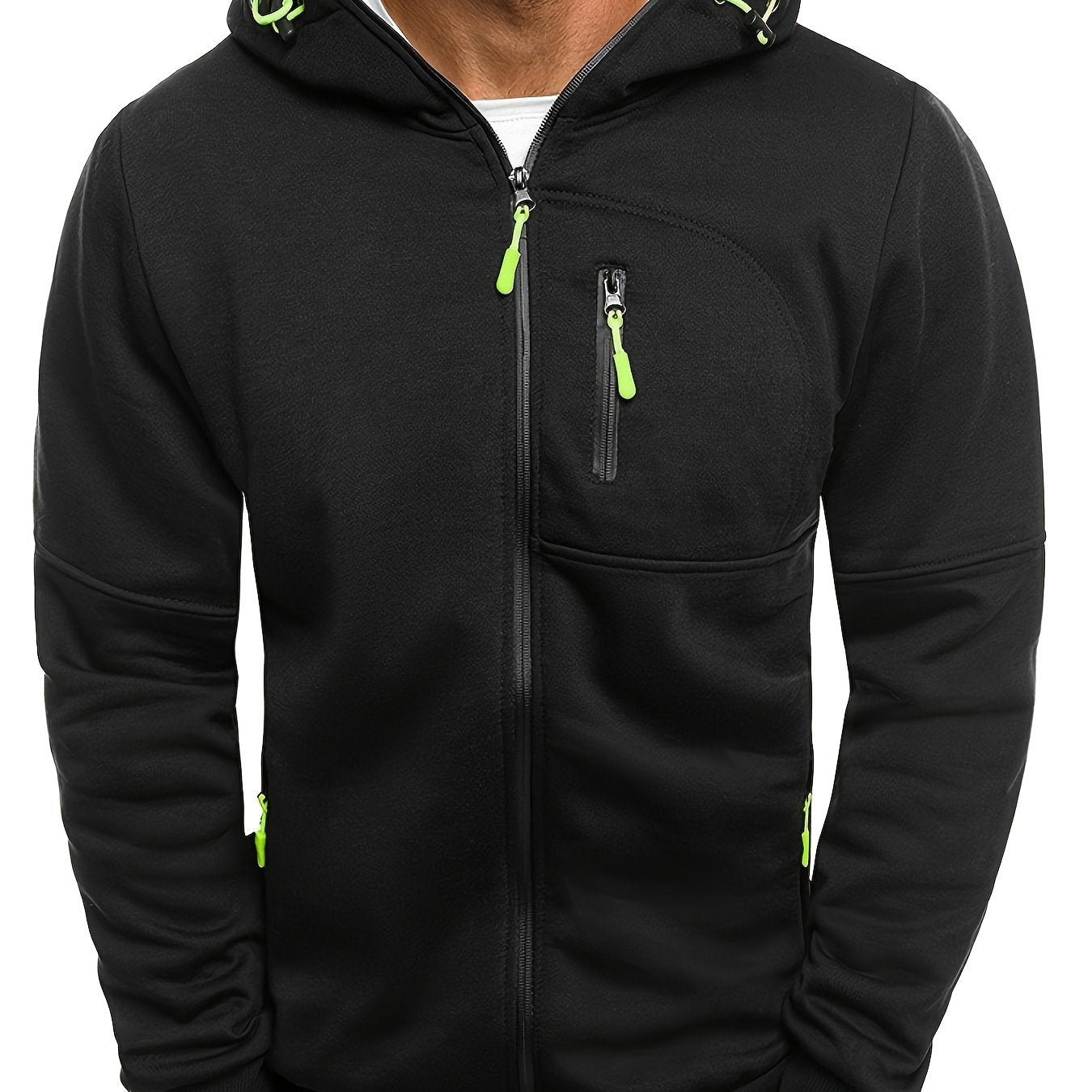 Mens Zipper Hoodie - Casual Full-Zip Sweatshirt with Pockets for Outdoor Activities - ZOOMNSTORE