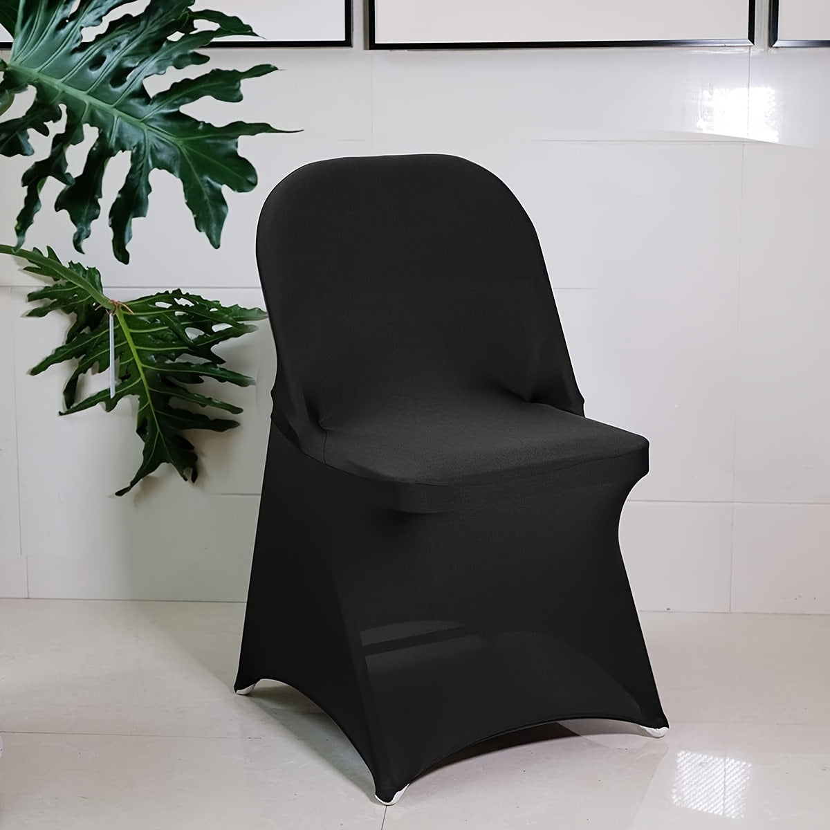 30PCS Spandex Chair Covers - Elastic Folding Chair Protectors for Weddings Parties Celebrations WhiteBlack - ZOOMNSTORE
