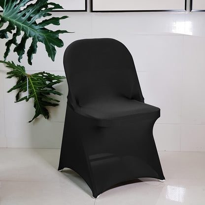 30PCS Spandex Chair Covers - Elastic Folding Chair Protectors for Weddings Parties Celebrations WhiteBlack - ZOOMNSTORE