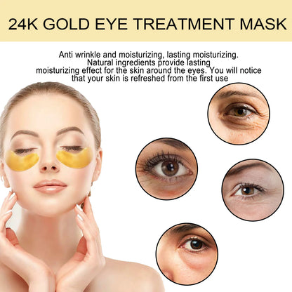 24K Gold Eye Masks - 60PCS Anti-Dark Circles Moisturizing Firming Patches - ZOOMNSTORE
