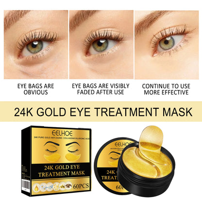 24K Gold Eye Masks - 60PCS Anti-Dark Circles Moisturizing Firming Patches - ZOOMNSTORE