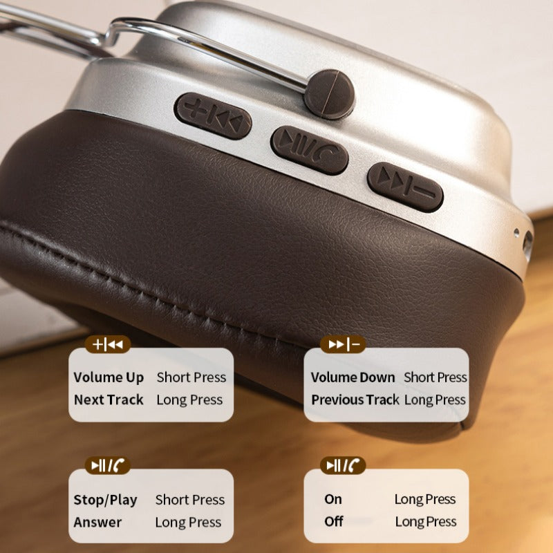 Retro Wireless Headphones - V53 Heavy Bass Noise-Cancelling Long Battery Life - ZOOMNSTORE