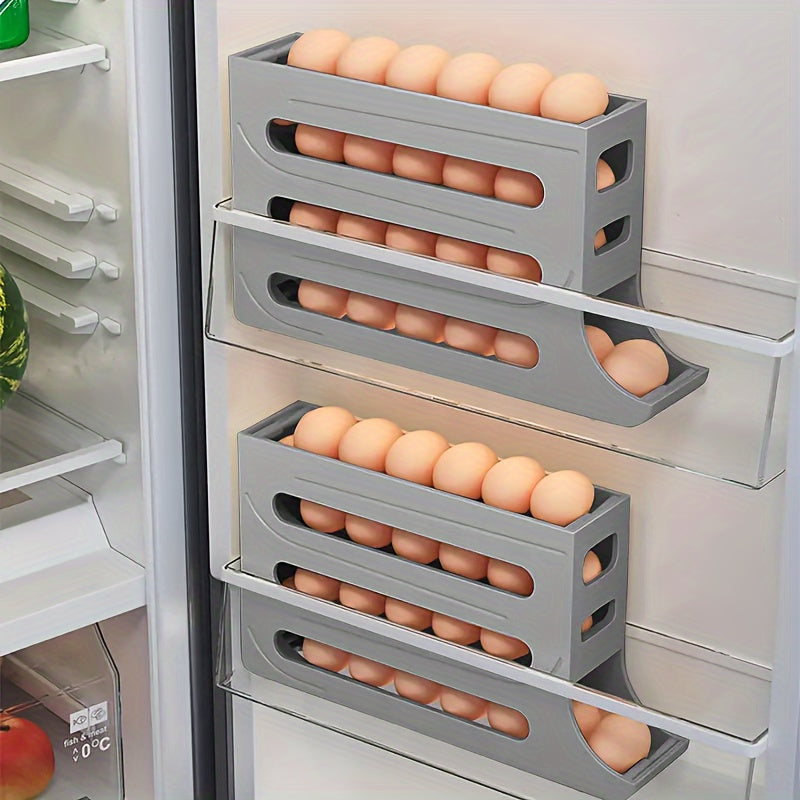 4-Layer Automatic Rolling Egg Rack for 30 Eggs Convenient Side Door Storage for Refrigerators - ZOOMNSTORE