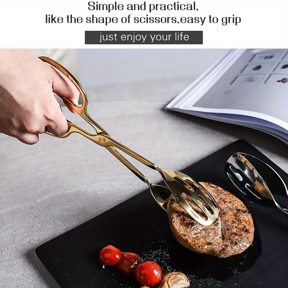 Stainless Steel Food Tongs - Multipurpose Non-Slip Kitchen Utensils for Serving Salad Bread and Barbecue - ZOOMNSTORE