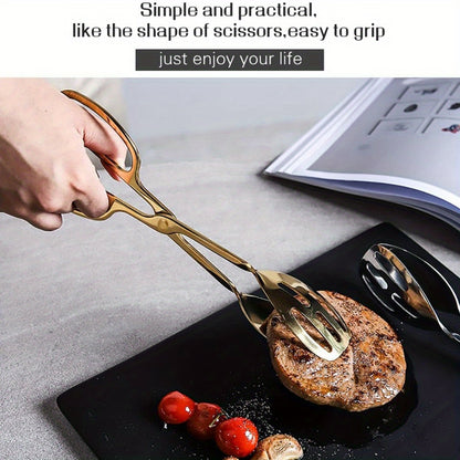 Stainless Steel Food Tongs - Multipurpose Non-Slip Kitchen Utensils for Serving Salad Bread and Barbecue - ZOOMNSTORE