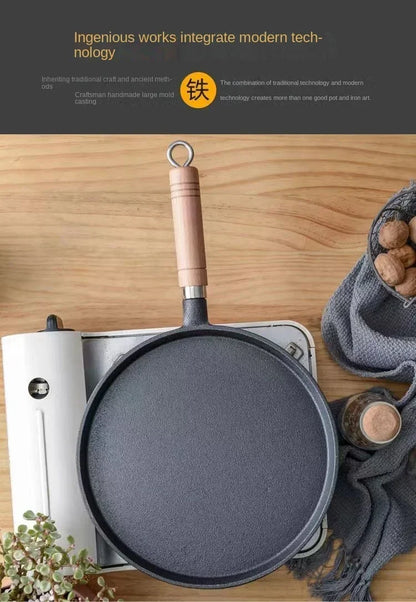 26cm Cast Iron Frying Pan - Non-Stick Egg and Pancake Maker for Gas and Induction Cookers - ZOOMNSTORE