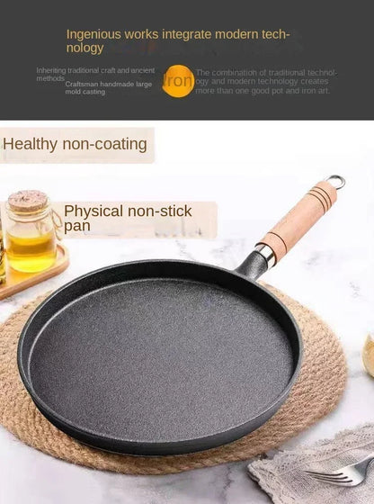26cm Cast Iron Frying Pan - Non-Stick Egg and Pancake Maker for Gas and Induction Cookers - ZOOMNSTORE