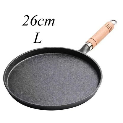 26cm Cast Iron Frying Pan - Non-Stick Egg and Pancake Maker for Gas and Induction Cookers - ZOOMNSTORE
