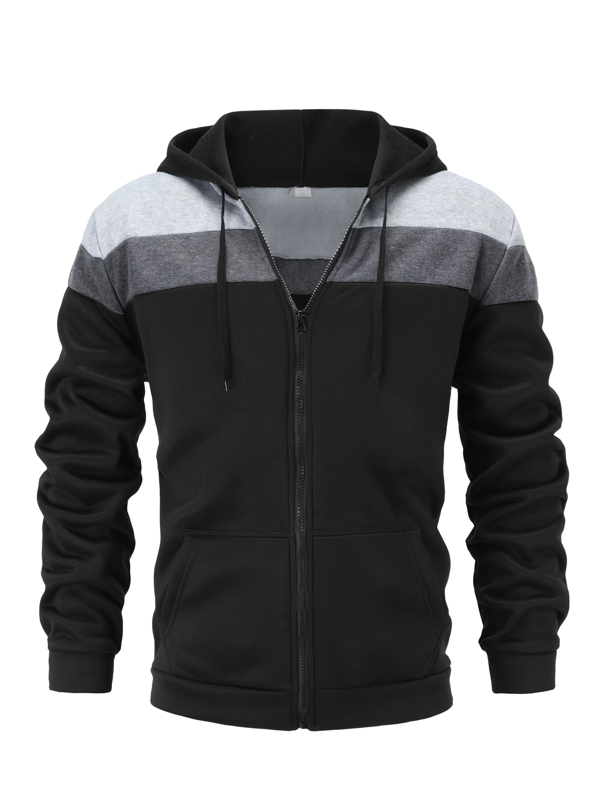 Mens Casual Zip-Up Hoodie - Solid Color Long Sleeve Pullover Stretch Polyester AutumnWinter Fashion - ZOOMNSTORE