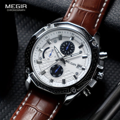MEGIR Mens Glow Chronograph Watch - Multifunctional Sports Timepiece - ZOOMNSTORE