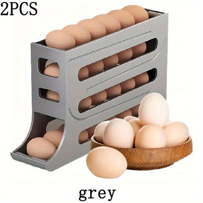 4-Layer Automatic Rolling Egg Rack for 30 Eggs Convenient Side Door Storage for Refrigerators - ZOOMNSTORE