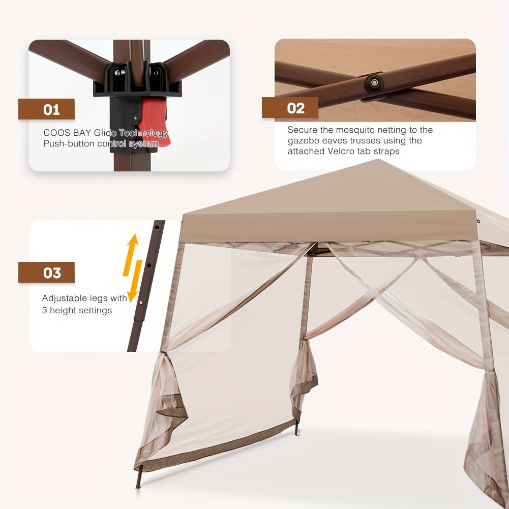 10x10 Pop Up Canopy Tent with Mosquito Netting - ZOOMNSTORE