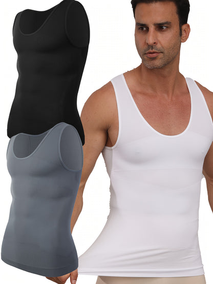 Mens Slimming Compression Shirt - Sleeveless Waist Trainer Tank Top - ZOOMNSTORE
