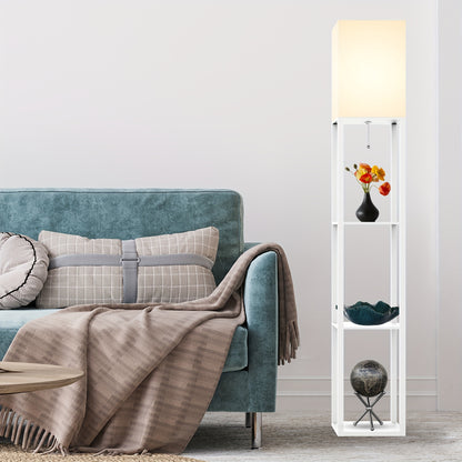 Solid Wood Floor Lamp with Shelves - 629 Height Includes Bulb Ideal for Holidays - ZOOMNSTORE