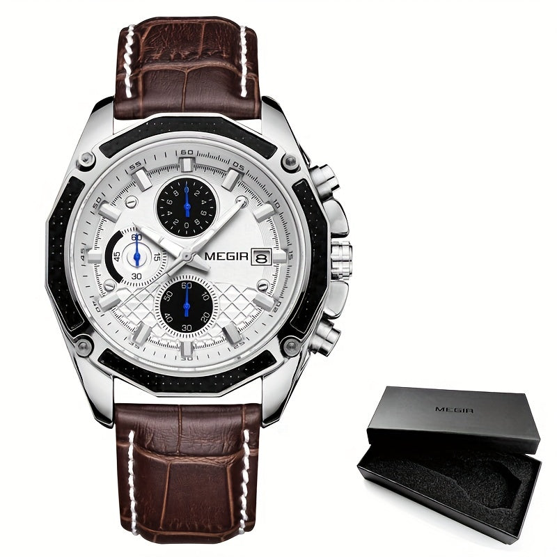 MEGIR Mens Glow Chronograph Watch - Multifunctional Sports Timepiece - ZOOMNSTORE
