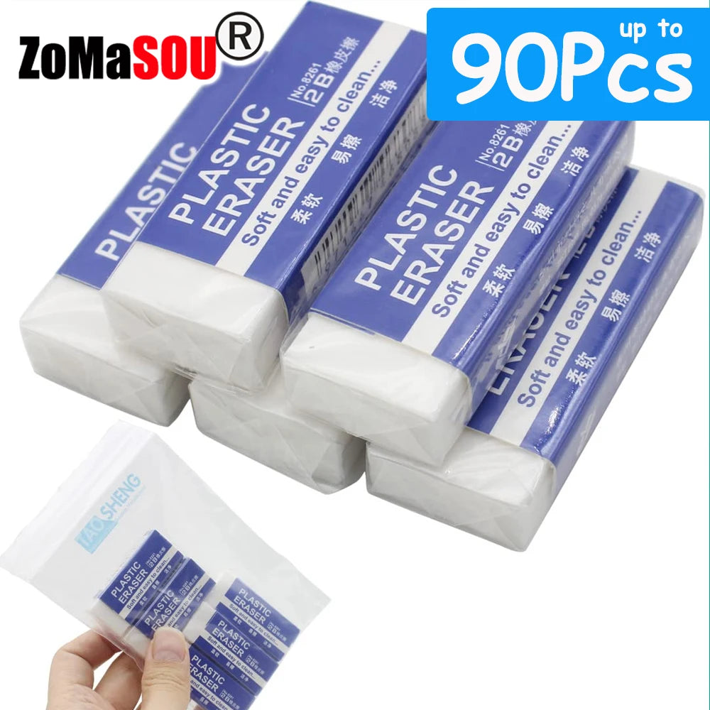 1-90Pcs 2B Pencil Erasers Soft Large PVC Rubber Eraser for School Office Kids Drawing Bulk Sketches Exam Correction Painting Art - ZOOMNSTORE