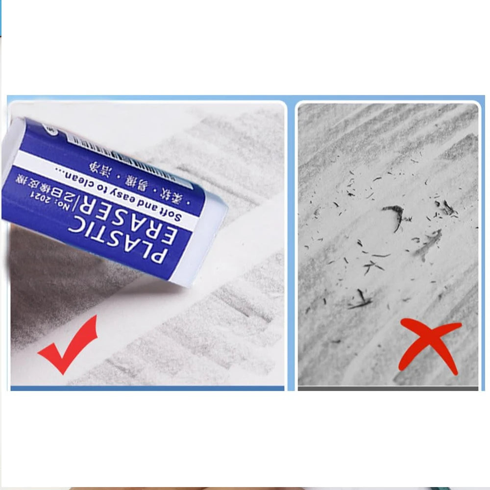 1-90Pcs 2B Pencil Erasers Soft Large PVC Rubber Eraser for School Office Kids Drawing Bulk Sketches Exam Correction Painting Art - ZOOMNSTORE