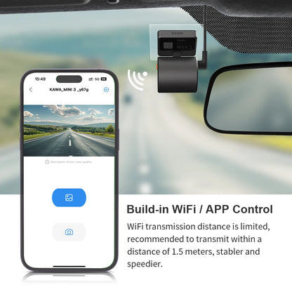2K Dash Camera - KAWA MINI 3 with Night Vision WiFi Voice Control and Emergency Recording - ZOOMNSTORE
