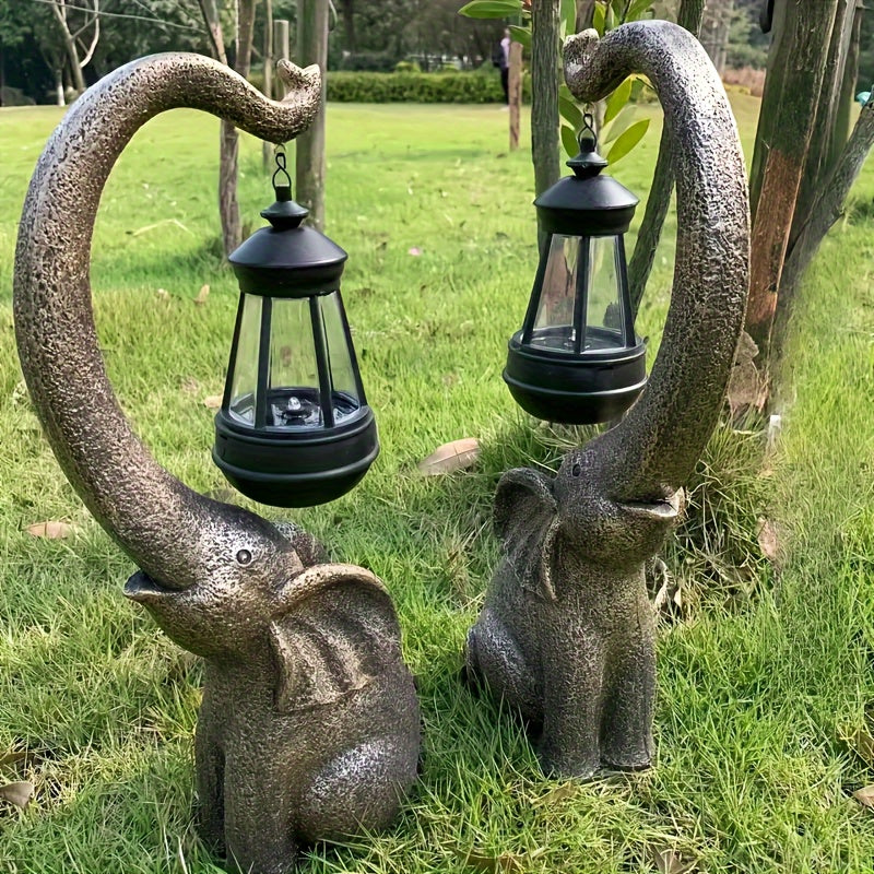 Solar Elephant Statue - Outdoor Garden Sculpture with LED Lights for Home Decoration - ZOOMNSTORE
