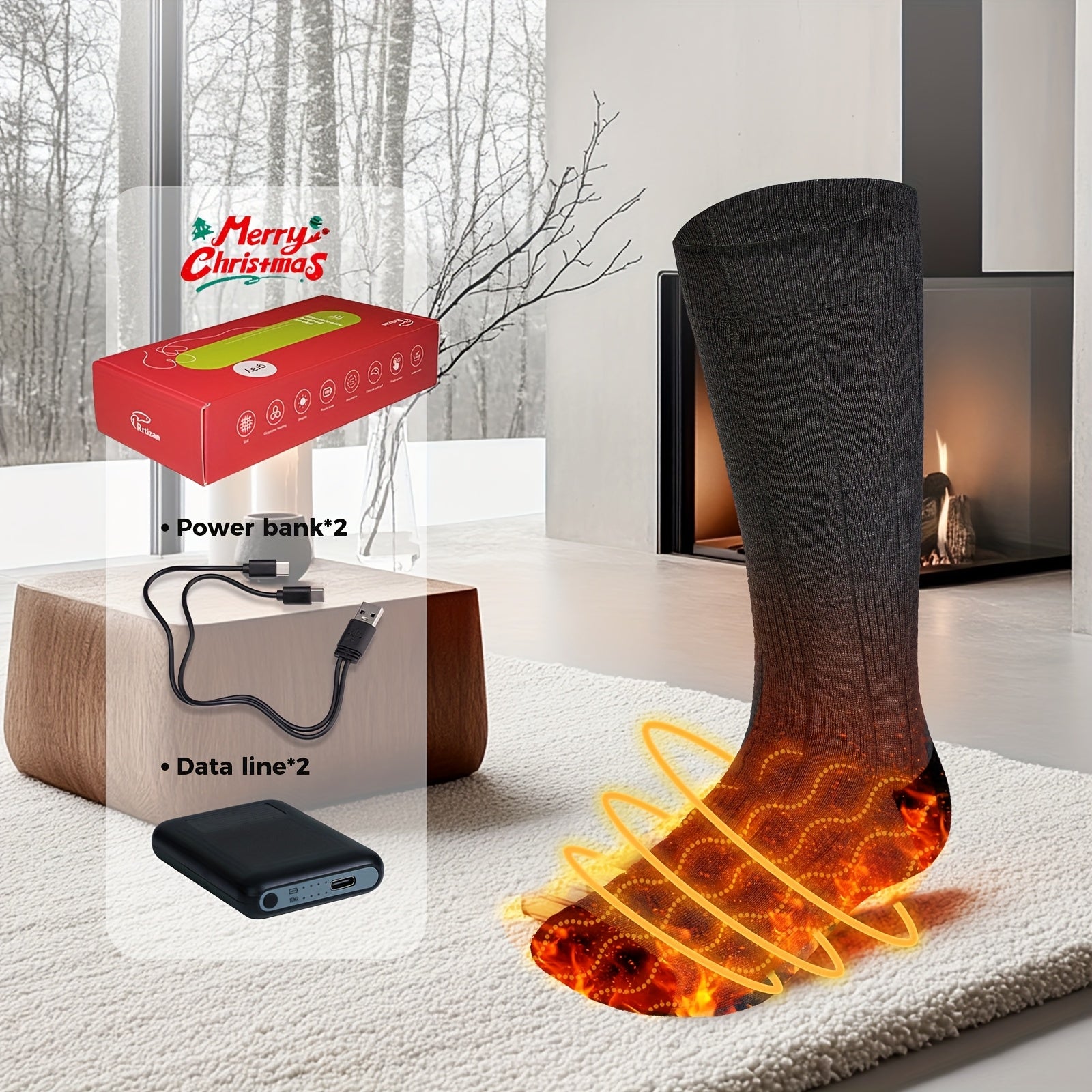 Electric Heating Socks for Men  Women - Rechargeable Winter Ski Socks with 5000mAh Power Banks Perfect for Outdoor Activities  Hand Washable - ZOOMNSTORE