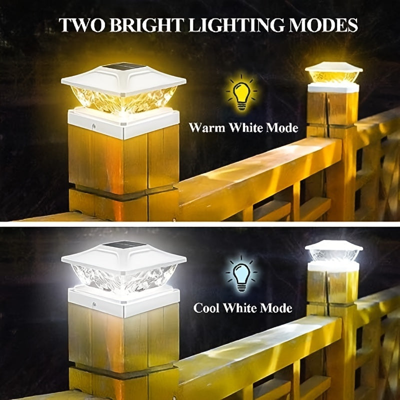 Solar Post Cap Lights - Bright Outdoor Solar Deck  Fence Lights BlackWhite - 2 Modes Multiple Pack Options - ZOOMNSTORE