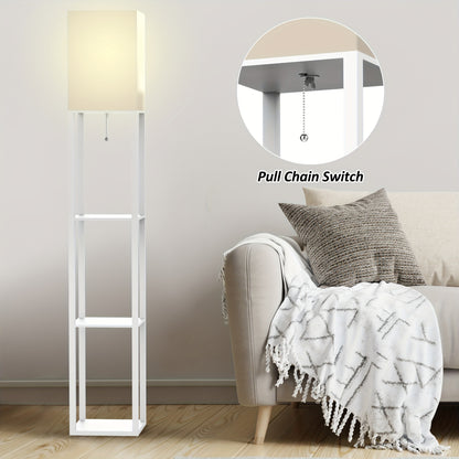 Solid Wood Floor Lamp with Shelves - 629 Height Includes Bulb Ideal for Holidays - ZOOMNSTORE