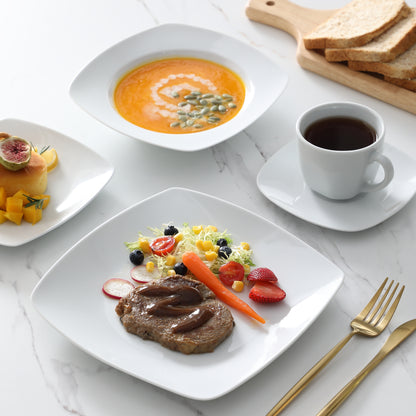 Ivory White Porcelain Dinnerware Set - 6-Piece Plates and Bowls for Home and Restaurant - ZOOMNSTORE