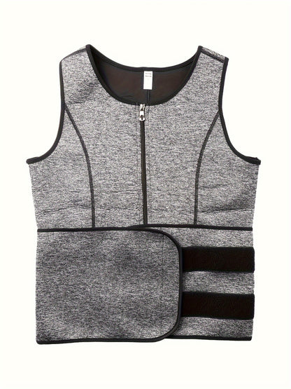 Mens Compression Zip-Up Athletic Vest - Slim Fit Gym Waist Trainer Tank Top - ZOOMNSTORE