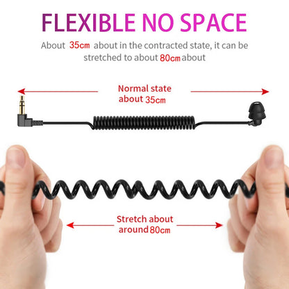 3.5mm Spring Earphones - Wired In-Ear Headphones With Heavy Bass & Extendable Cable - ZOOMNSTORE