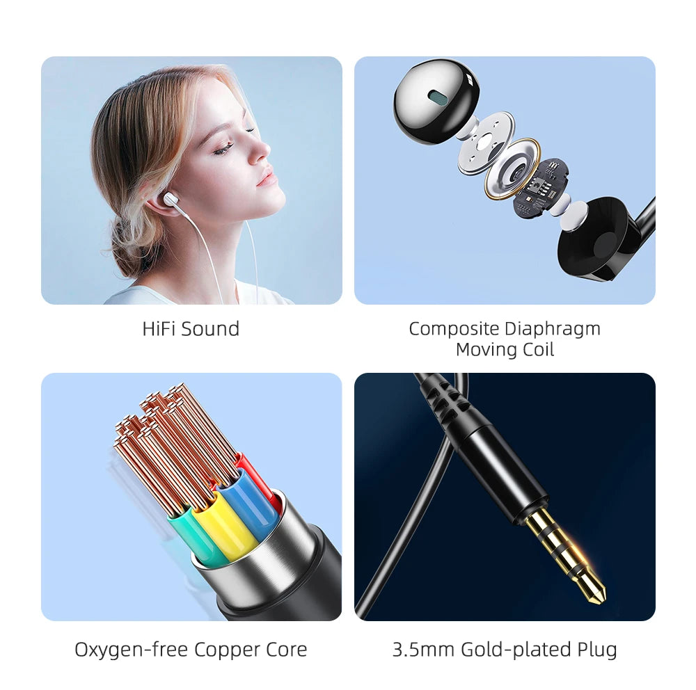 3.5mm Wired Earphones - In Ear Headphones With HD Microphone & Noise Cancelling - ZOOMNSTORE