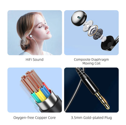 3.5mm Wired Earphones - In Ear Headphones With HD Microphone & Noise Cancelling - ZOOMNSTORE