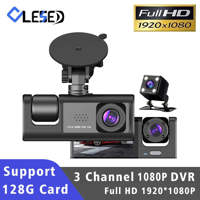 3-Channel HD 1080P Dash Cam - Inside Vehicle DVR with Three-Lens Camcorder - ZOOMNSTORE