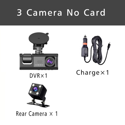 3-Channel HD 1080P Dash Cam - Inside Vehicle DVR with Three-Lens Camcorder - ZOOMNSTORE