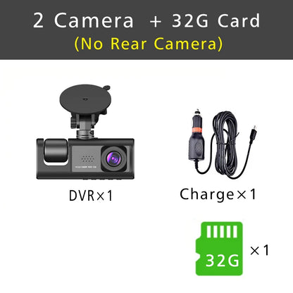 3-Channel HD 1080P Dash Cam - Inside Vehicle DVR with Three-Lens Camcorder - ZOOMNSTORE