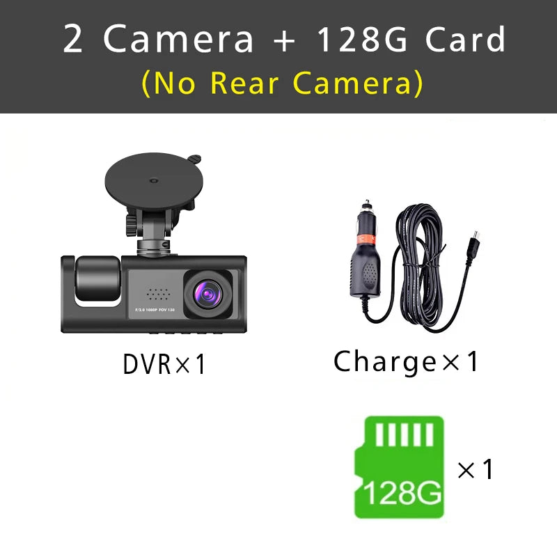 3-Channel HD 1080P Dash Cam - Inside Vehicle DVR with Three-Lens Camcorder - ZOOMNSTORE