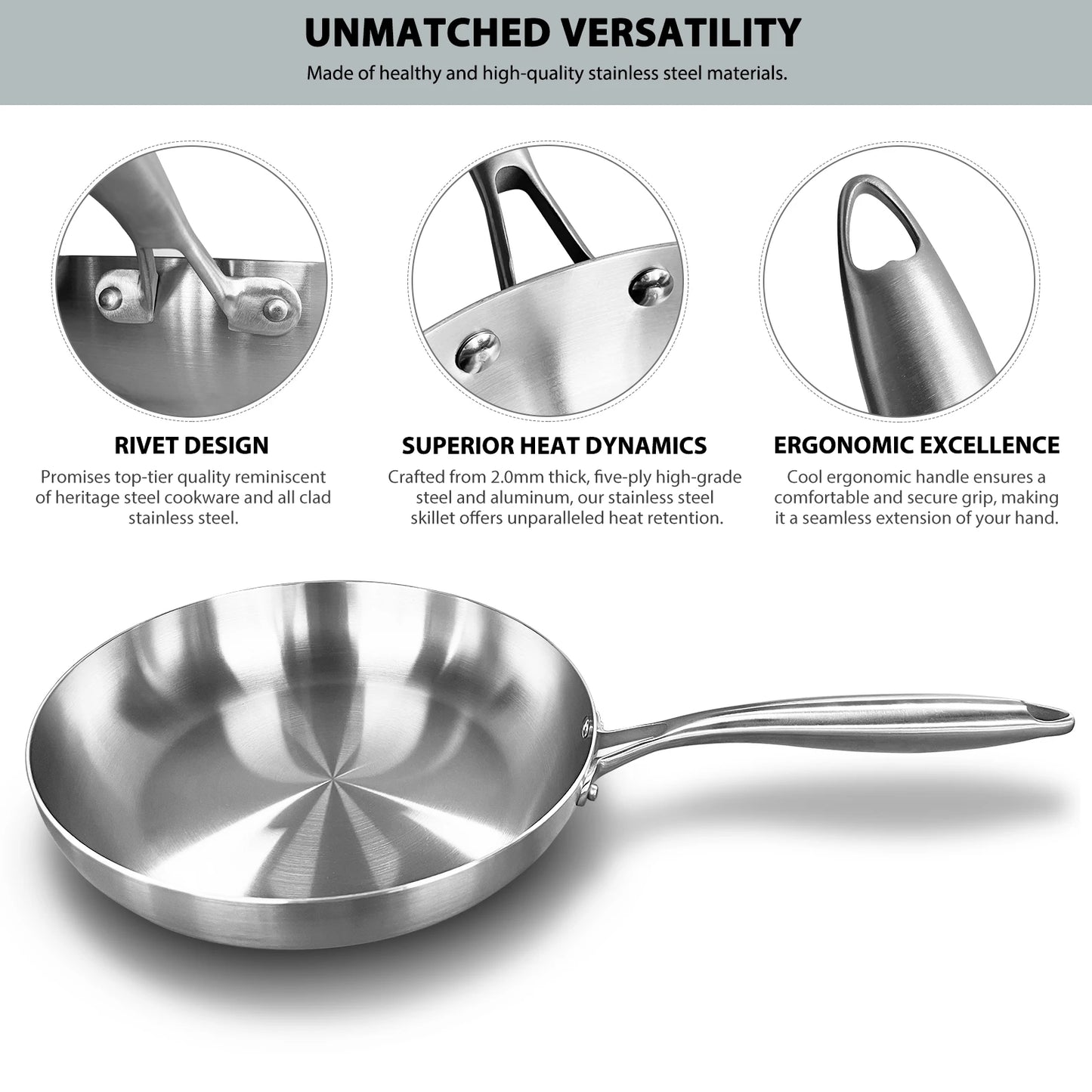 304 Stainless Steel Non-Stick Frying Pan - Induction  Gas Stove Compatible Cookware - ZOOMNSTORE