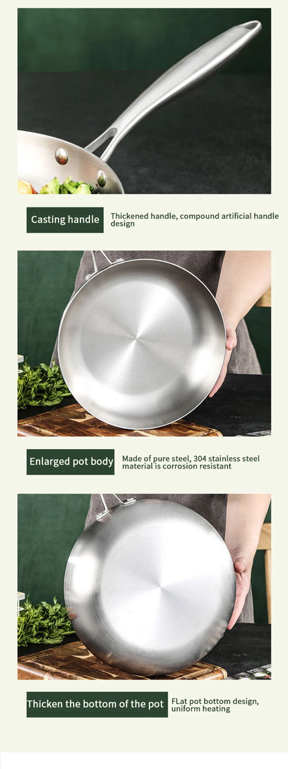 304 Stainless Steel Non-Stick Frying Pan - Induction  Gas Stove Compatible Cookware - ZOOMNSTORE