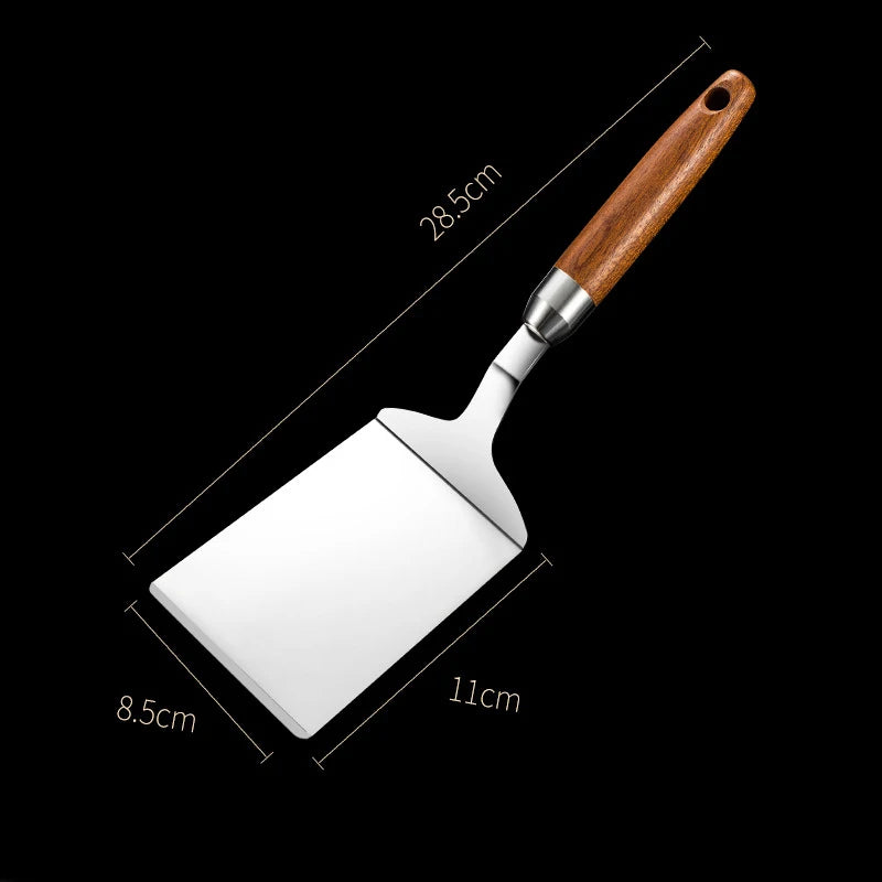 304 Stainless Steel Spatula - Non-Stick Barbecue Tongs with Wood Handle - ZOOMNSTORE