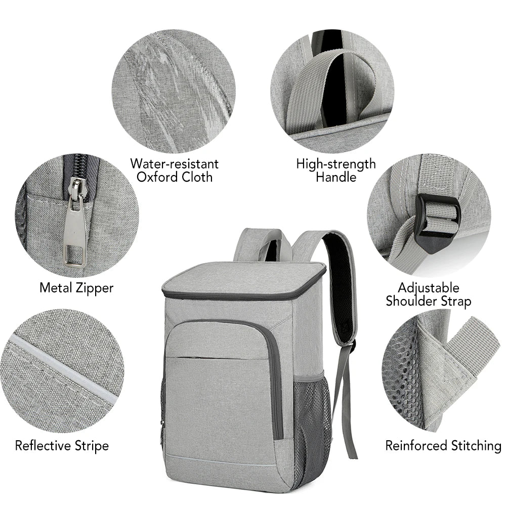 30L Insulated Cooler Backpack - Leakproof Lunch Bag for Camping Hiking Picnics Beach - ZOOMNSTORE