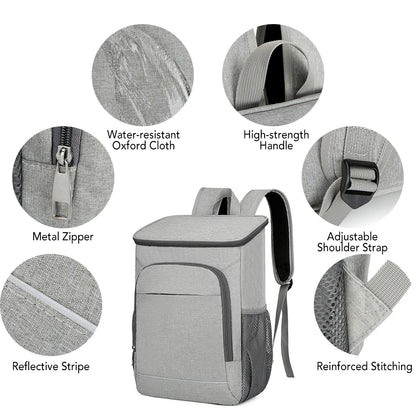 30L Insulated Cooler Backpack - Leakproof Lunch Bag for Camping Hiking Picnics Beach - ZOOMNSTORE