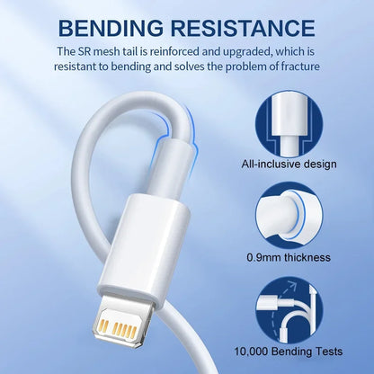 PD 30W USB Cable For Apple iPhone 15 14 13 12 11 Pro Max 7 8 Plus XS X XR Fast Charging USB C Cable Charge Date Wire Accessories - ZOOMNSTORE