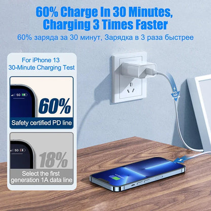 PD 30W USB Cable For Apple iPhone 15 14 13 12 11 Pro Max 7 8 Plus XS X XR Fast Charging USB C Cable Charge Date Wire Accessories - ZOOMNSTORE