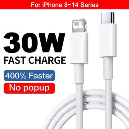 PD 30W USB Cable For Apple iPhone 15 14 13 12 11 Pro Max 7 8 Plus XS X XR Fast Charging USB C Cable Charge Date Wire Accessories - ZOOMNSTORE