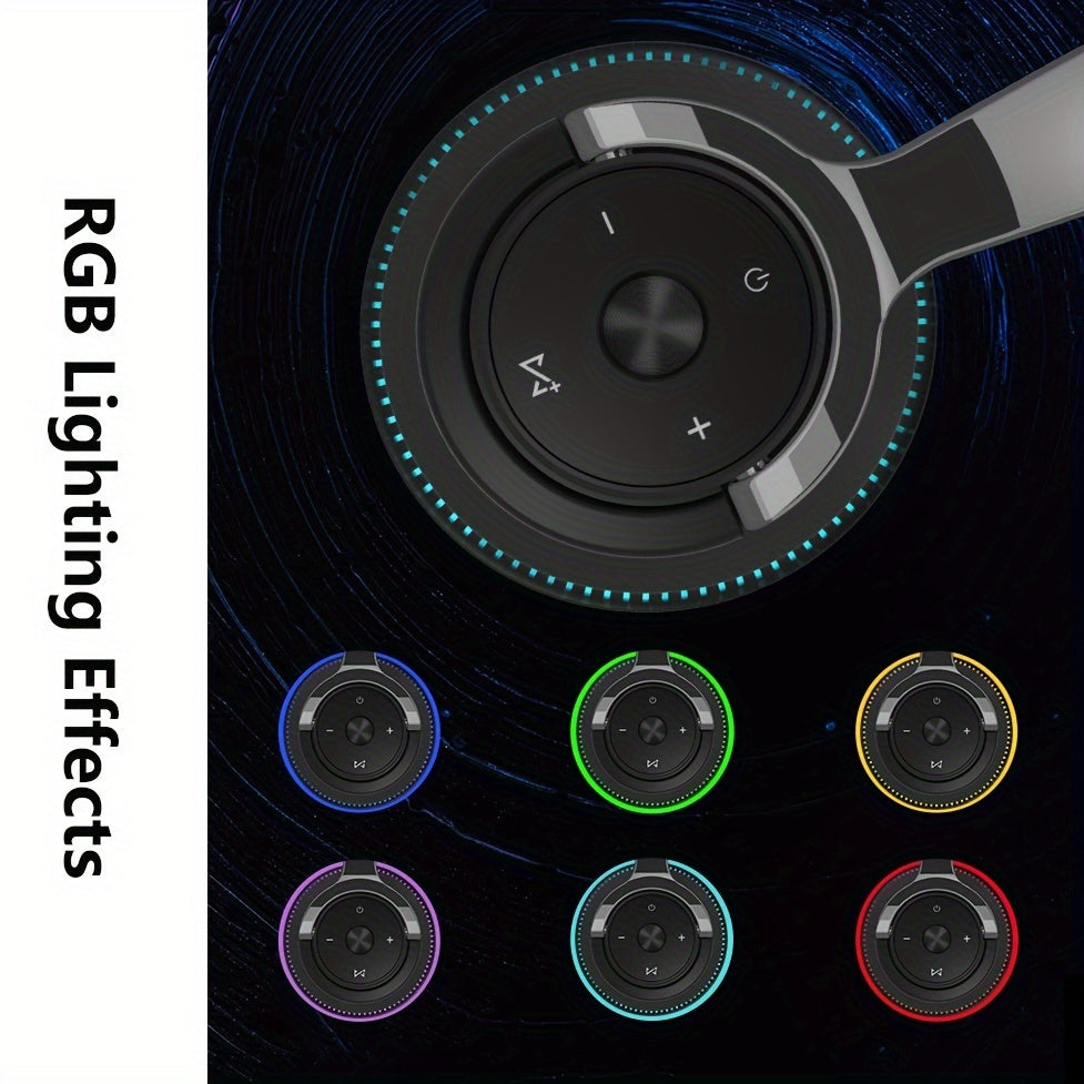 Wireless Headphones - 24 Hours Playtime Over Ear with Mic FM Radio Soft Earpads LED Light TF Card and AUX Support - ZOOMNSTORE